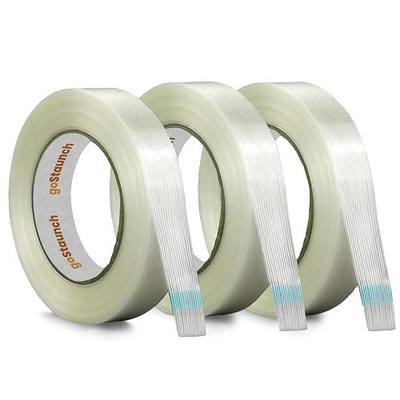 Filament Strapping Tape (1/2" x 60 yds, Pack of 3) Transparent 5.5mil Reinforced Fiberglass Tape - Synthetic PET Adhesive Heavy Duty