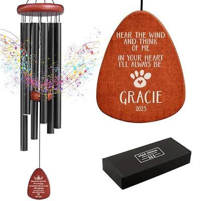 Personalized Pet Memorial Wind Chimes - Dog Memorial Gifts for Loss of Dog,Dogs Remembrance Bereavement Gift,Custom Pet Loss Sympathy Gifts in Memory of Dogs Cats (Design 1)