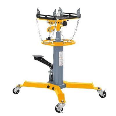 Dual Plunger Hydraulic Transmission Jack 1322lbs Capacity, 33.5"-69" High Lift 2-Stage Hydraulic Telescoping Jack, Trans Jack Stand with Non-Slip Pad, Foot Pedal & Swivel Wheel, Yellow