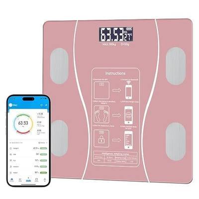 Intelligent Body Fat Scale, a Simple and Practical Digital Scale That can be Connected to a Mobile Digital Bathroom Scale to Display BMI, Body Fat, Muscle Mass, and Durable Weight Scale (Pink)