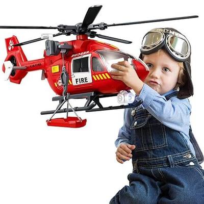 Kids Toys for 3 4 5 6 7 Years Old Boys, Large Helicopter Toy,Police Toys Crane Toy with Lights and Sounds,with Cargo Basket,Toddlers Gifts