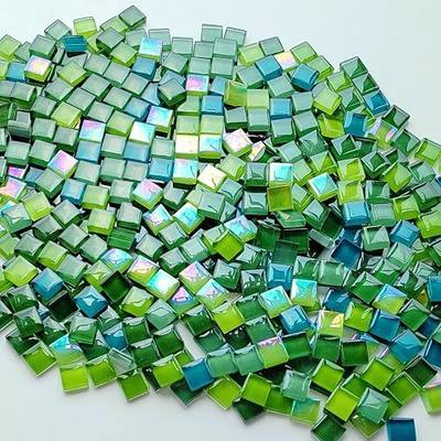 1.1LB 0.39" Square Green Crystal Glass Mosaic Tiles for Crafts, Mosaic Tiles for Crafts Bulk, Mosaic Pieces for Crafts, Mosaic Making Supplies