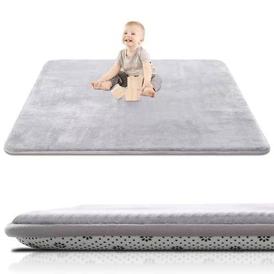 SEPARO Thick Baby Play Mat for Floor,50x50 Playpen Mat,Non-Slip,Grey | Ultra Soft Support&Plush Feel Playmat for Baby,Tummy Time Foam Mats,Cushioned for Infant,Kids and Toddler Crawling,Easy Care