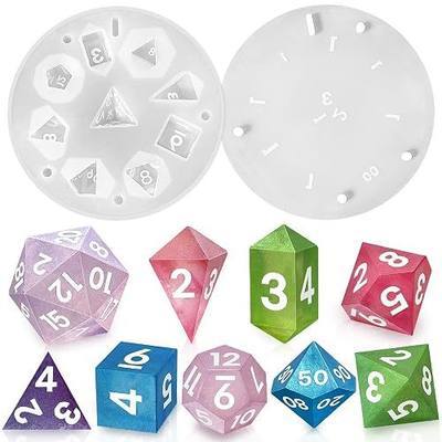 RESINWORLD Upgraded 9 Piece Polyhedral Dice Mold (New Font), DND Dice Set Mold with Extra Pendant Crystal D4