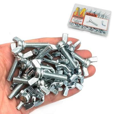 30 Pcs 1/4"-20 x1 Wing Screw Bolts and Wing Nut Kit Butterfly Screws and Nut with Hand Twist Tighten Wing Head Zinc Plated Hardware Fitting Fastenings Assortment Kit