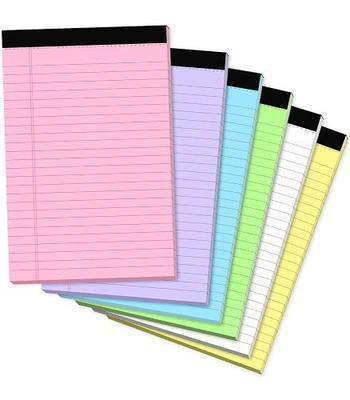 Small Legal Pads 5x8 Colored, 6 Pack Note Pads 5x8, Perforated Pink Legal Pad College Ruled, Lined Paper Pads 5x8 Notebook Pad, 30 Sheets per Notepad, Mini Purple Legal Pads 5x8 for Office School Home