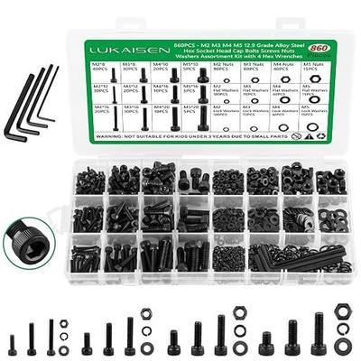 860Pcs M2-M5 Metric Screws, 12.9 Alloy Steel Hex Bolts & Nuts Kit | High-Tensile,M2 M3 M4 M5, Hex Socket Head Cap Bolts & Nuts Kit, With Lock & Flat Washer & Wrench, For 3D Printing,DIY, Home