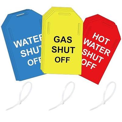Shut Off Valve Tag Yellow Gas Blue Water Red Hot Water Shut off Tags | 3 x 5 Inch Plastic Valve Identifier Tag Plumbing Identification Pipe Tags For Rental Realtor Home Business Basement 15 Pack