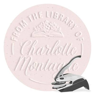 ExcelMark Personalized Book Embosser - Floral Book (Round)