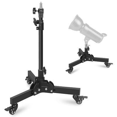 Short Floor Light Stand with Casters, 23.8-32.9" Removable Foldable Rolling Stand for Low-Angle Tabletop Shooting, 2.74ft Max Height Photography Stand for Softbox Moonlight