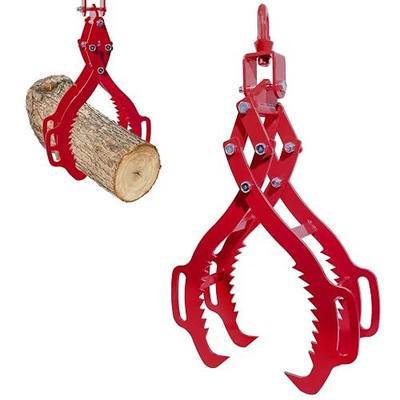 28" Log Tongs, 4 Claw Log Lifting, Eagle Claw Design Log Grapple Heavy Duty | Loading Capacity 2260 lbs, Log Skidding Tongs for Forklifts, Trucks, Tractors, ATVs Red