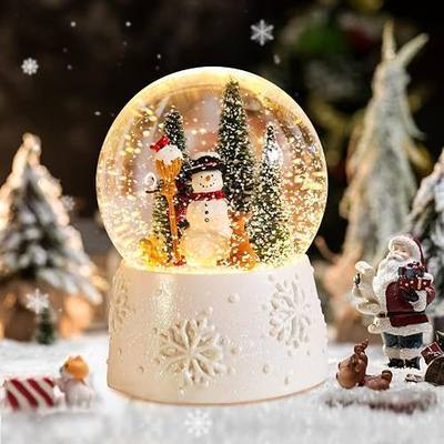 MUMTOP Christmas Snow Globes - Musical Snow Globe Music Box, Snowman White Snowglobe Color Changing LED Lights Birthday Gift Decor for Kids Girls and Adults