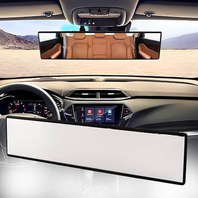 Broadway Car Rear View Mirror HD Anti Glare Universal 12 Inch large Field of View Panoramic Rearview Mirror with Wide Angle Blue Tint for Car SUV and Truck12 Inch White