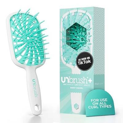 FHI Heat UNbrush Plus — Curly Hair Brush for Gentle & Effective Detangling on Wet or Dry Fragile Hair Types — Detangler Brush w/ 84 UltraFlex Bristles, Ultra-light, Vented, Anti Static Hairbrush