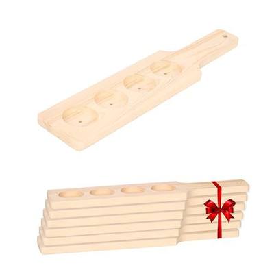 LZMS 6 Packs 18" Natural Flight Paddle with 2.25" Holes, Large Beer Sampler Paddle with Thin Profile and Convenient Hanging Hole, Ideal for Professional Kitchens and the Hospitality Industry