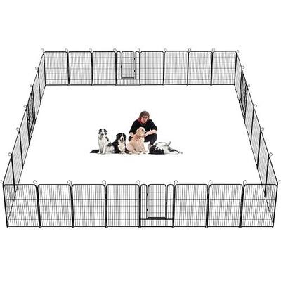 Dog Playpen, 40 inch Height 28 Panels Heavy Duty Dog Fence Pet Playpen with Door, Anti-Rust Dog Exercise Pen with Lock, Portable Pet Fence Outdoor for Yard RV Camping