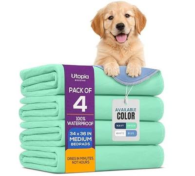4 Pack Washable Pee Pads for Dogs 34" x 36", Waterproof Dog Training Pads | Reusable Dog Training Pads for Sofa, Incontinence Bed Pads for Adults, Elderly and Kids (Green,Blue) by Utopia Bedding
