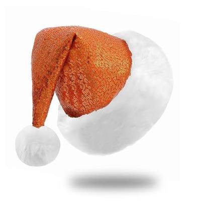 Sequin Christmas Hat for Adult Unisex Thicken Comfortable Santa Hat for Christmas New Year Festive Theme Party Supply