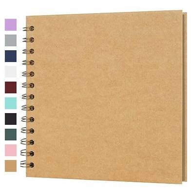 Scrapbook Album 7x7 Inches 40 Pages Hardcover Kraft Paper Brown | Photo Album Scrap Book Memory Book Blank DIY Scrapbook Albums for Boyfriend Wedding Baby Travel Anniversary Family