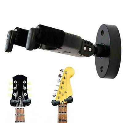 Guitar Wall Mount Solid Wood ,AutoLock+AutoFit Yoke for Acoustic/Electric | Self-Adjust to Angle Headstock,10kg+Heavy-Duty,Nitro-Safe,Easy Twist-Lock Install,Zinc Alloy Joint,Guitar Hanger/Holder,Black