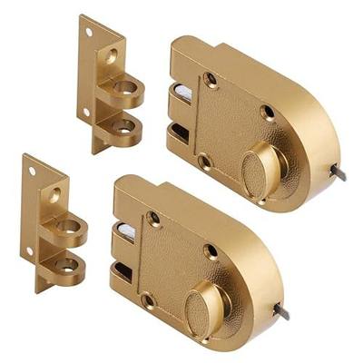 Jimmy Proof Deadbolt Lock with Heavy Duty Single Cylinder deadbolt Fit Most of The Antique Entry Door in Gold Finish 2 Sets