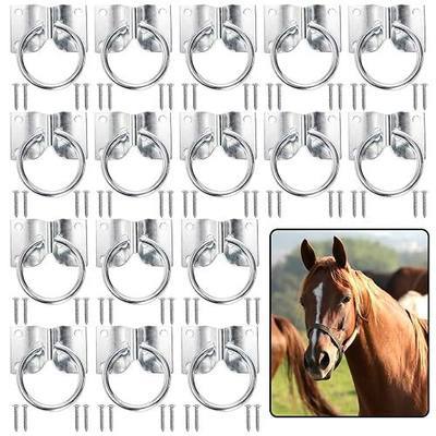 Cididu 16 Pack Cross Tie Ring for Horse, Block Tie Ring with Screws, Wall Mount Horse Tie Ring, Stainless Steel Hitching Ring Tie Down Hooks Horse Barn Supplies for Livestock Stable Stall Racetrack