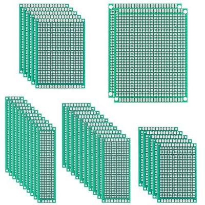 Rindion 32 Pcs PCB Board, Green Circuit Board with 5 Sizes Compatible, Double Sided PCB Prototype Board for DIY Electronics Projects Apply to Soldering Projects