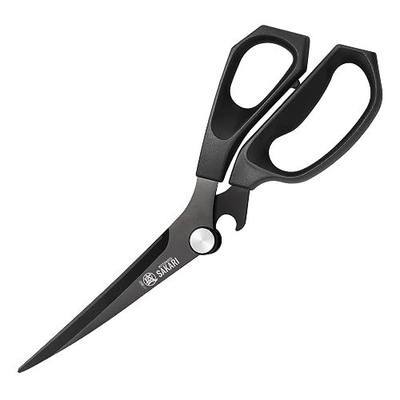 MITSUMOTO SAKARI Kitchen Shears, Titanium Plated, 3CR13MOV Steel | Micro-Serrated Stable Cutting, Non-Slip PP/TBR Ergonomic Handle, Built-In Bottle Opener Joint, Meat Veg Herb Versatile