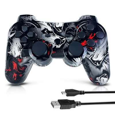 CHENGDAO Controller for PS3 Controller for PlayStation 3 High-Performance Wireless Controller with Double Vibration Motion Control, Wolf