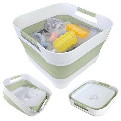 GIMWA Wash Basin for Baby Bottles, Versatile Wash Tub for Kitchen, RV, Outdoor Camping Sink, Sturdy Bottle Tub Easy to Clean (Green)