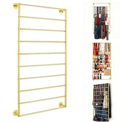 10 Tier Scarf Display Rack Tie Hijab Ribbon Organizer Gift Wrap Paper Holde | Metal Silk Scarves Ties Racks Sash Display Towel Fabric Ladder Sewing Spool Thread for Craft,Florist,Cake,Retail Store,Gift