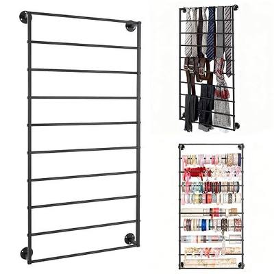 10 Tier Scarf Display Rack Tie Hijab Ribbon Organizer Gift Wrap Paper Holde | Metal Silk Scarves Ties Racks Sash Display Towel Fabric Ladder Sewing Spool Thread for Craft,Florist,Cake,Retail Store,Gift