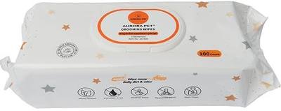 Aurora Pet Wipes – 100% Natural, Plant-Based Hypoallergenic Grooming Wipes for Dogs & Cats – Extra-Durable, Large & Thick for Effortless Cleaning (Unscented, 100 Count)
