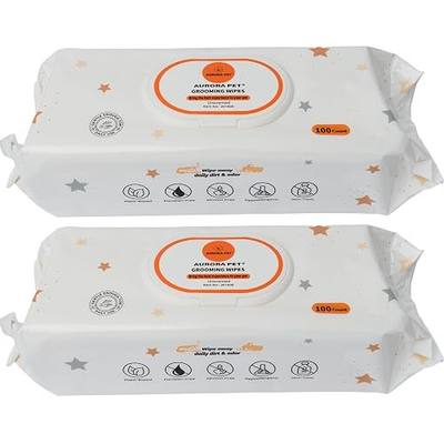 Aurora Pet Wipes – 100% Natural, Plant-Based Hypoallergenic Grooming Wipes for Dogs & Cats – Extra-Durable, Large & Thick for Effortless Cleaning (Unscented, 200 Count)