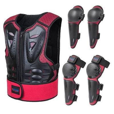 Kids Motocross Vest for Dirt Bike ATV Skateboard,Children Body Armor Protection with Knee Pads Eblow Pads for Cycling Skating