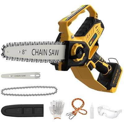 Mini Chainsaw for Dewalt Battery, 8-Inch and 6-Inch 2-IN-1 Cordless Electric Chain saw with Brushless Motor and Auto-Oiler, 800W Hand Mini Chainsaw for Tree Pruning Wood Cutting(No Battery)