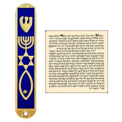 TALISMAN4U Protection MEZUZAH CASE with Scroll for Door Messianic Seal | 3.5 Inch, Enamel, Star of David, Home Protection, Made in Israel, Art Judaica Gift
