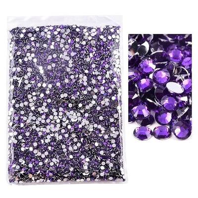 15000pcs Flatback Rhinestones,Resin Non Hotfix Rhinestones Large Quantity Wholesale for Crafts DIY Creative Design,Clothes,Makeup,Nail Art (5mm=0.2",Dk. Amethyst)