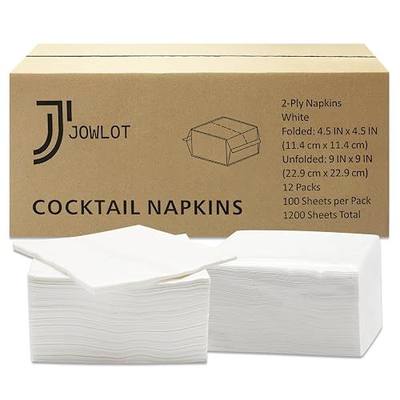Cocktail Napkins - 1200 Count 2-Ply White Napkins Disposable, 4.5 x 4.5 Inch Folded Paper Napkins Bulk Beverage Napkins for Dinner Wedding Bar Party and Everyday Use