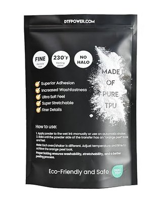 Soft Feel DTF Powder, Baked Clear, Digital Transfer Hot Melt Adhesive, DTF PreTreat Transfer Powder for All Garments, DTF Hot Melt Adhesive Powder for All DTF and DTG Printers 2.2 lbs