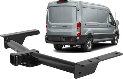 Class 3 Trailer Hitch, 2-Inch Receiver, Compatible with 2015-2025 Ford Transit 150, 250, 350, E-Transit, Gloss Black Anti-Rust Powder Coated Tow Hitch Kit, Heavy Duty Trailer Towing Hitch