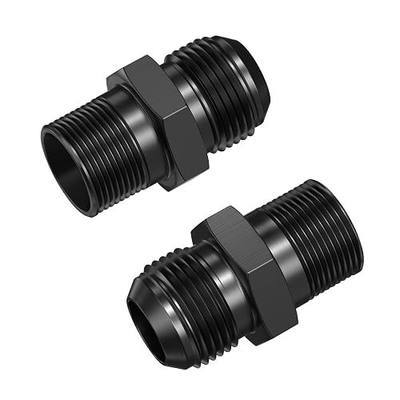 2Pcs 10AN Male to Male 1/2" NPT Pipe Fitting Adapter, Black Straight Hard Aluminum Hex Anodized Connector, Automotive Accessories Suitable for Vehicle Fuel Oil Line Modification