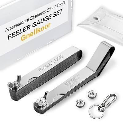 Feeler Gauges for Valves, 2PC Premium Straight & Angled Feeler Gauge Set Stainless Steel with Standard Inch/Metric Measurement - Gap Tool for Automotive (32 Straight & 16 Angled Blades)