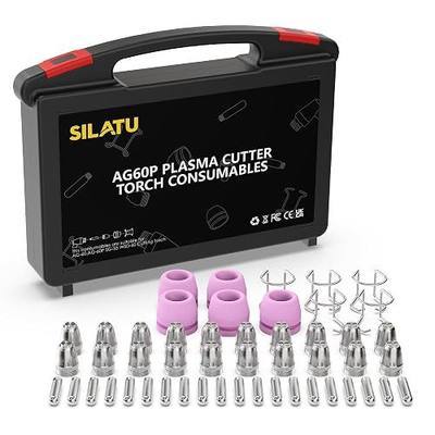 SILATU 50Pcs AG60P Plasma Cutter Torch Consumables, .040'' SG-55 AG-60 WSD-60 Plasma Cutter Tips for SILATU STC750P, STC650P, STC550P, CUT-55 and CUT-50 Plasma Cutter