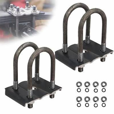 Trailer U Bolt Kit 5-1/2" for 3500 lbs 2-3/8" Round Axle | Heavy Duty 1/2" Diameter Alex U Bolts with 2" Thread Pitch, 1/2"-20 Hex Nuts, Washers and Tie Plates for 1-3/4" Leaf Springs