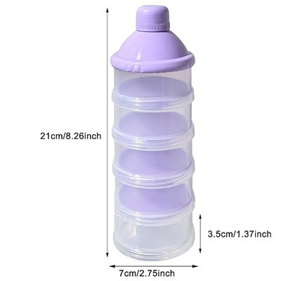 2 PCS 5 Layers Baby Milk Powder Pots, Formula Dispenser Portable Milk Powder Formula Dispenser Container Pot Box Milk Cans Snack Storage Box for Travel(Purple +Purple)