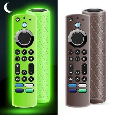 OneBom (2Pcs) Silicone Remote Cover Glow in The Dark with Black Lanyard, Lightweight Anti-Slip Shockproof Remote Case(Glow Green&Brown)