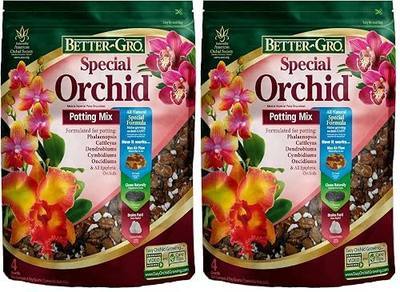 Better-Gro Special Orchid Mix - Premium Grade Orchid Bark Potting Mix, Repotting, Enhanced Drainage, Air Flow & Root Ventilation, Ideal for Phalaenopsis, Cattleyas, Dendrobiums 4 Quarts (Pack of 2)