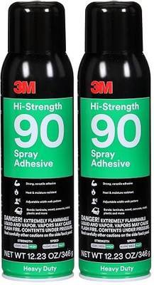 3M Hi-Strength 90 Spray Adhesive, Permanent, Bonds Laminate, Wood, Concrete, Metal, Plastic, Clear Glue, Net Wt 12.23 oz (Pack of 2)