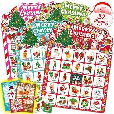 zheyistep 56 Sheets Christmas Bingo Game, Winter Holiday Bingo Cards | 32 Players Christmas Party Game for Kids Adults Family Large Group, Party Favor, Kids Cards Game